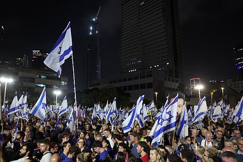 Protesto antigovernamental no último sábado, em Telavive.
