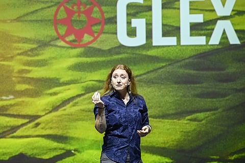 Jess Phoenix na Glex Summit, a cimeira dos exploradores mundiais que decorreu na Ilha Terceira, nos Açores.