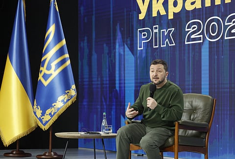 Zelensky no fórum em Kiev.