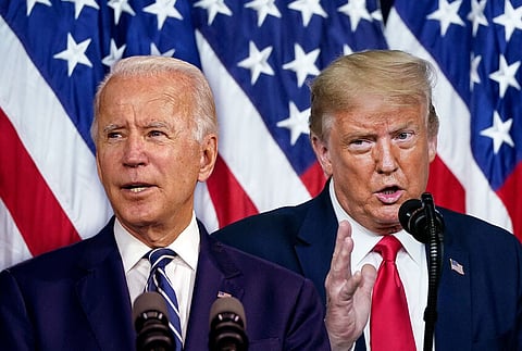 O republicano Donald Trump e o presidente dos Estados Unidos, Joe Biden.