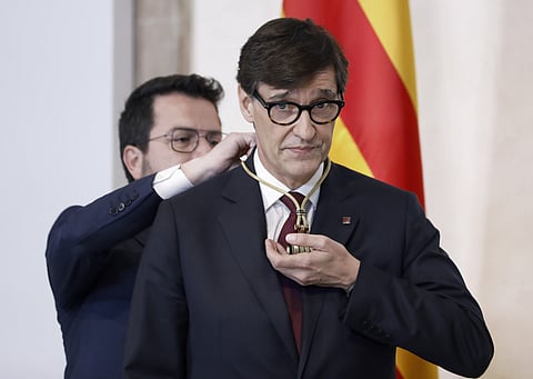 Salvador Illa na tomada de posse como  presidente da Generalitat da Catalunha.