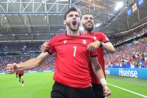 Kvaratskhelia e Mikautadze marcaram os golos da vitória frente a Portugal.