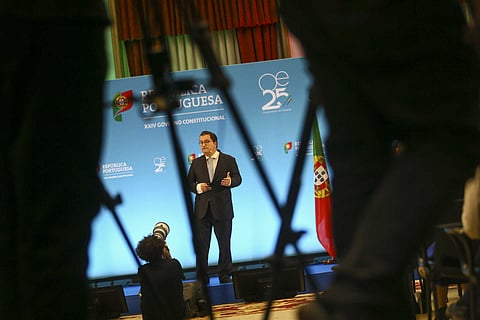 Ministro das Finanças, Joaquim Miranda Sarmento, na conferência de imprensa sobre a proposta de OE2025. Foto: Paulo Spranger