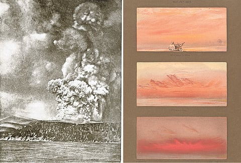 A erupção do Krakatoa, em 1883, e pinturas de 1888 que mostram o efeito ótico que se gerou nos céus.