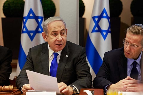 Netanyahu numa reunião de gabinete.