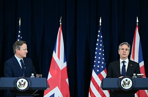 Cameron foi recebido em Washington por Antony Blinken.