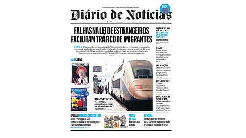 A primeira página do DN deste domingo