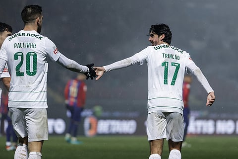 Paulinho e Trincão marcaram os dois primeiros golos do Sporting em Chaves.