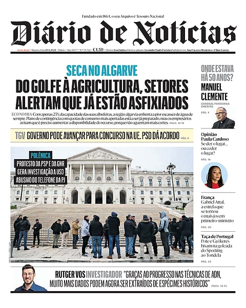 A primeira página do DN desta quarta-feira