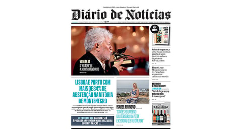 A primeira página do DN deste domingo