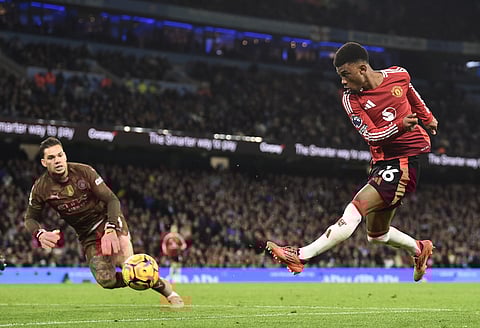 Amad Diallo foi a grande figura do jogo ao conquistar um penálti e, depois, marcar o golo da vitória do United.