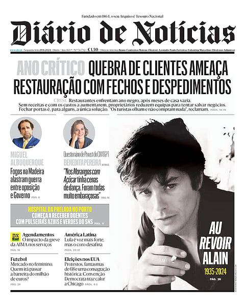 A primeira página do DN desta segunda-feira