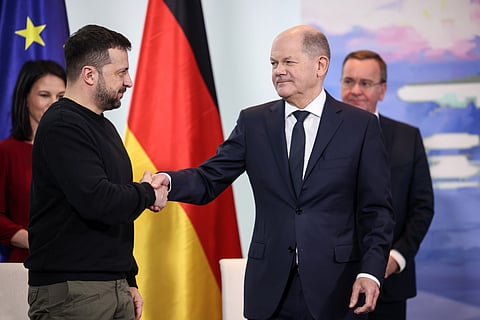 Zelensky encontrou-se esta sexta-feira de manhã com Olaf Scholz em Berlim.
