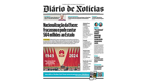 A primeira página do DN desta terça-feira