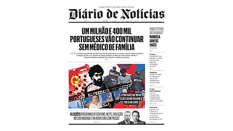 A primeira página do DN desta terça-feira