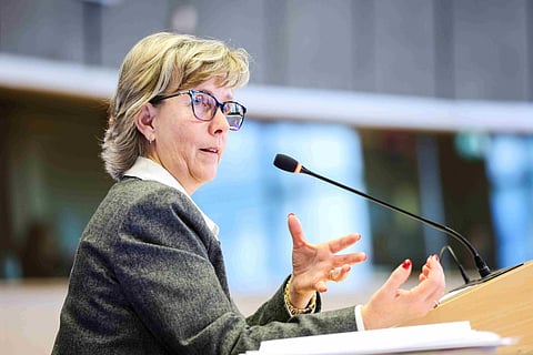 Maria Luís Albuquerque durante a audição junto dos eurodeputados, no dia 6 de novembro.