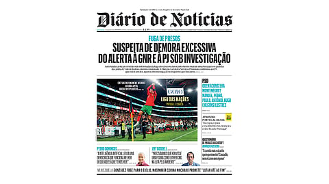 A primeira página do DN desta segunda-feira