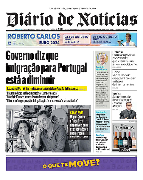 A imigração na primeira página do DN deste sábado
