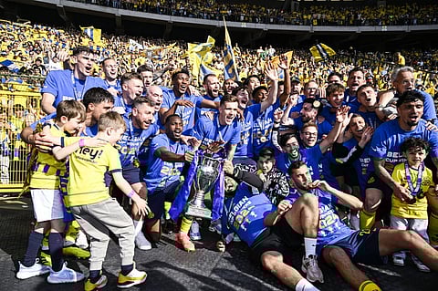 A festa dos jogadores do Union St. Gilloise.