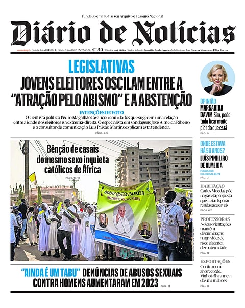 A primeira página do DN desta quinta-feira