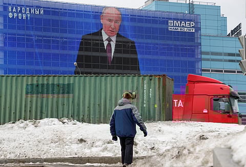 O discurso do líder russo foi visto nas ruas e nos cinemas do país. EPA/MAXIM SHIPENKOV