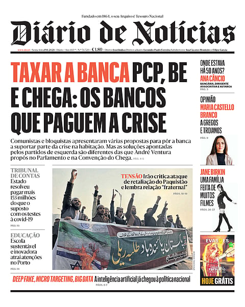 A primeira página do DN desta sexta-feira