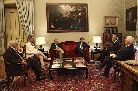 O Presidente da República, Marcelo Rebelo de Sousa , durante o encontro com André Ventura , presidente do Partido Chega, na sequência das audiências aos partidos com assento parlamentar após as eleições legis