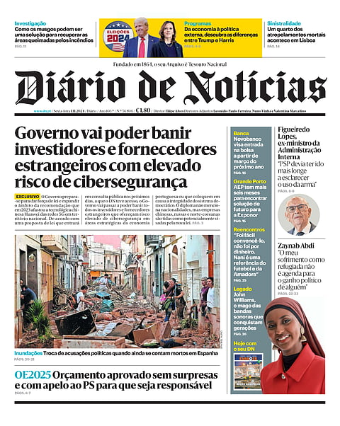 A primeira página do DN desta sexta-feira