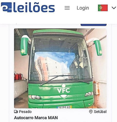 Três autocarros do Vit. Setúbal vão a leilão para ajudar a pagar dívidas