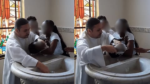Padre puxa bebé pelo pescoço durante batismo e família apresenta queixa na polícia