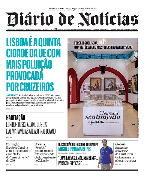 A primeira página do DN desta quinta-feira