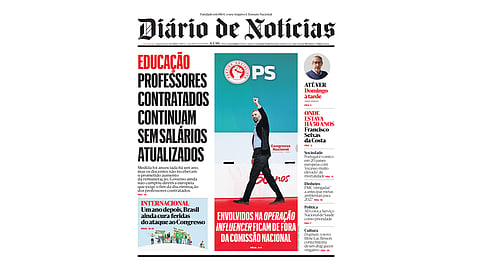 A primeira página do DN desta segunda-feira