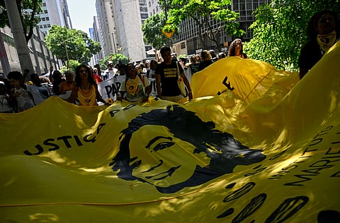 Marielle foi assassinada a 14 de março de 2018. Desde então se clama por justiça no Brasil e pela idenficação dos mandantes do crime.  --- Foto: MAURO PIMENTEL / AFP