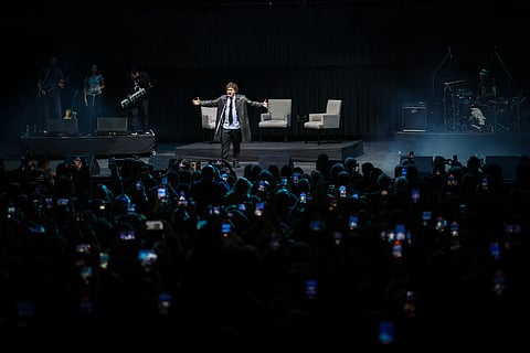 Javier Milei durante evento de apresentação do seu livro