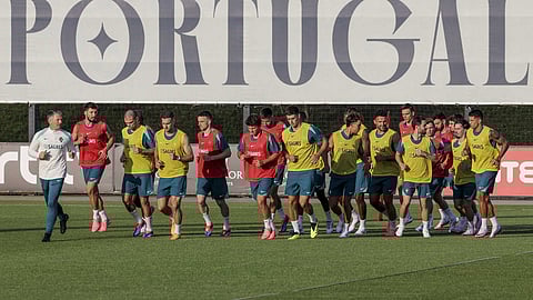 Imagem de um treino da seleção portuguesa.