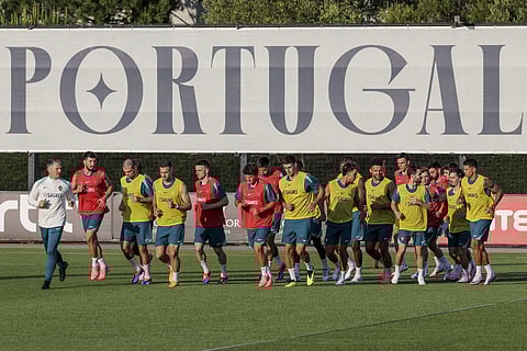 O primeiro treino da seleção portuguesa.