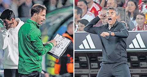 João Pereira herdou o Sporting na liderança sem derrotas. Bruno Lage ainda não perdeu para a I Liga desde que regressou ao Benfica.