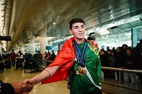 Diogo Ribeiro chegou esta segunda-feira a Lisboa como campeão do mundo.