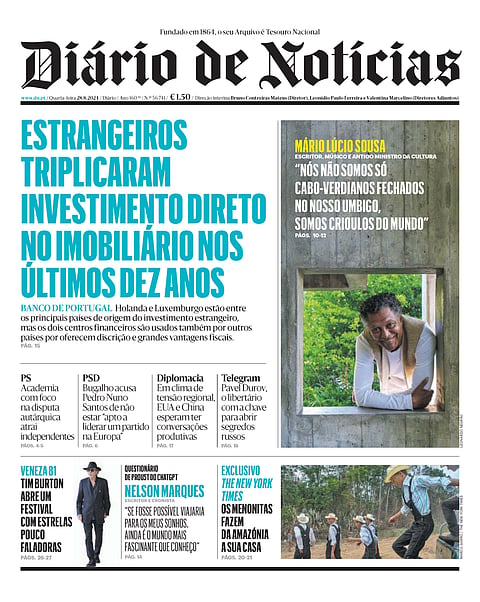 A primeira página do DN desta quarta-feira