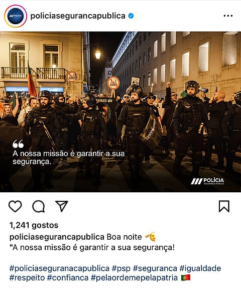 Imagem foi tirada na manifestação nacionalista contra a presença de imigrantes em Portugal.