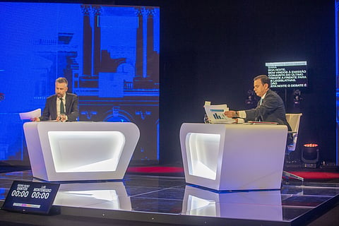 Pedro Nuno Santos (PS) e Luís Montenegro (PSD) no debate no Capitólio