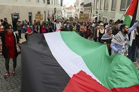 As ruas de Lisboa encheram-se de manisfestantes em luta pela Palestina.