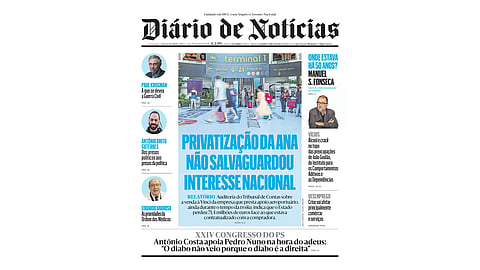 A primeira página do DN deste sábado