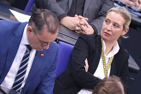 Alice Weidel, do partido de extrema-direita Alternativa para a Alemanha (AfD).  EPA/CLEMENS BILAN