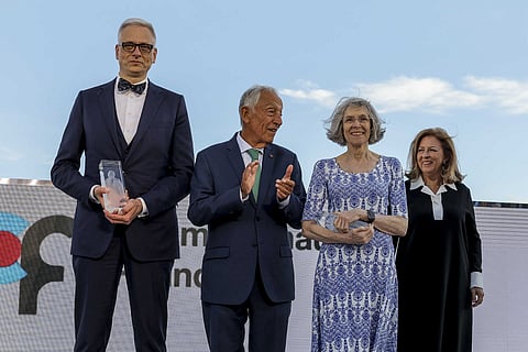 O Presidente da República, Marcelo Rebelo de Sousa, presidiu à cerimónia. Os premiados com Marcelo Rebelo de Sousa e Leonor Beleza.