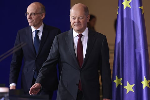 O alemão Olaf Scholz e o luxemburguês Luc Frieden.