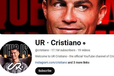 Canal de YouTube de Cristiano Ronaldo tem mais de 17 milhões de subscritores e já bateu um recorde