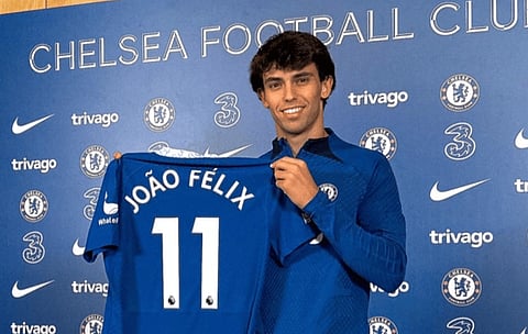 Félix no dia em que foi apresentado no Chelsea em janeiro de 2023.