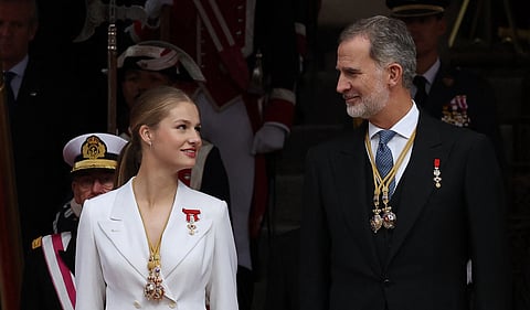 Felipe VI e Leonor em outubro, no dia em que ela fez 18 anos e jurou a Constituição.