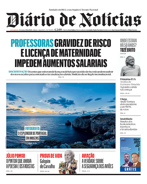 A primeira página do DN deste domingo